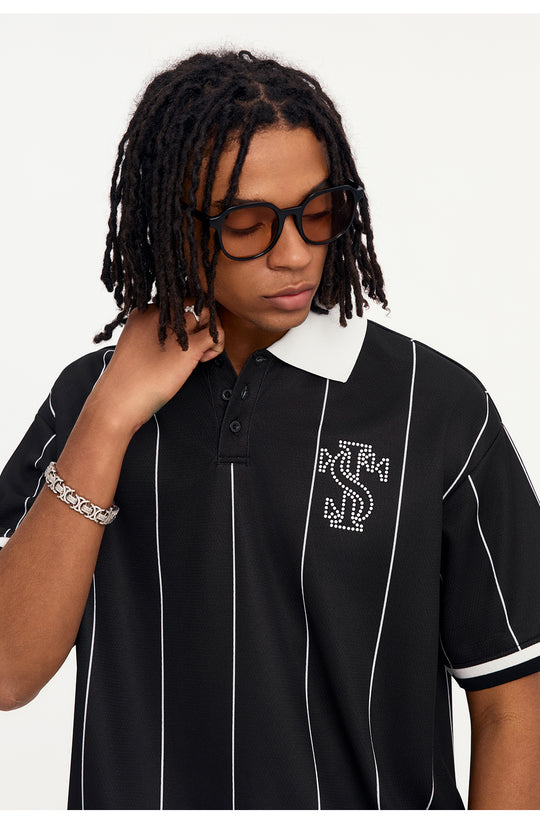Small Town Kid Pearl Logo Striped Polo Jersey | Face 3 Face