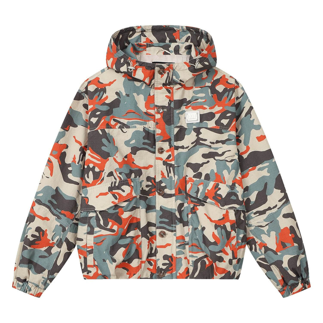 MEDM Custom Color Blocked Camo Hooded Jacket | Face 3 Face