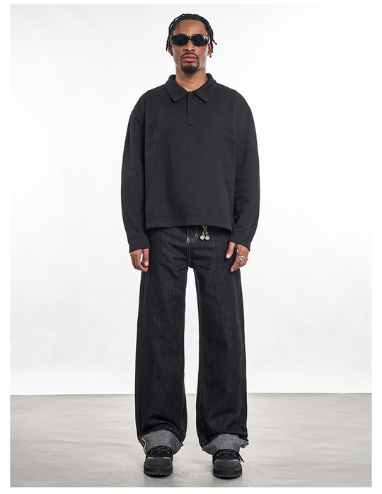 F3F Select Frayed Hem Cuffed Black Jeans | Face 3 Face