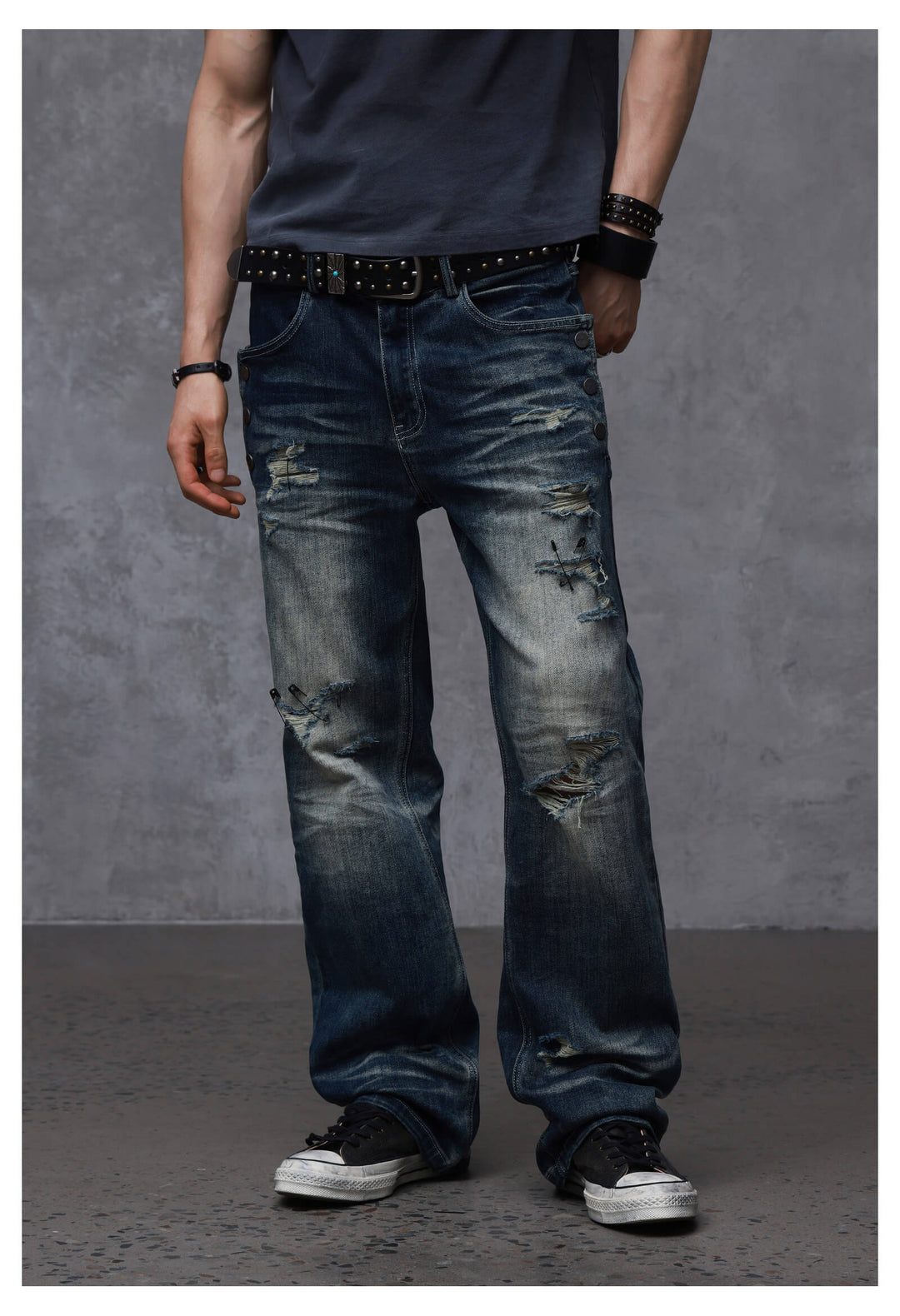 ANTIDOTE Stone Washed Ripped 3D Cut Jeans | Face 3 Face