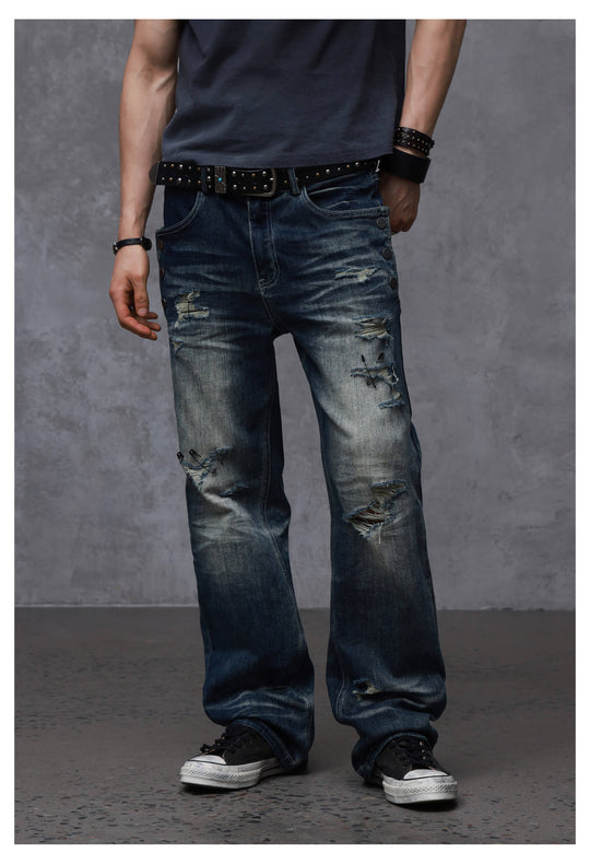 ANTIDOTE Stone Washed Ripped 3D Cut Jeans | Face 3 Face