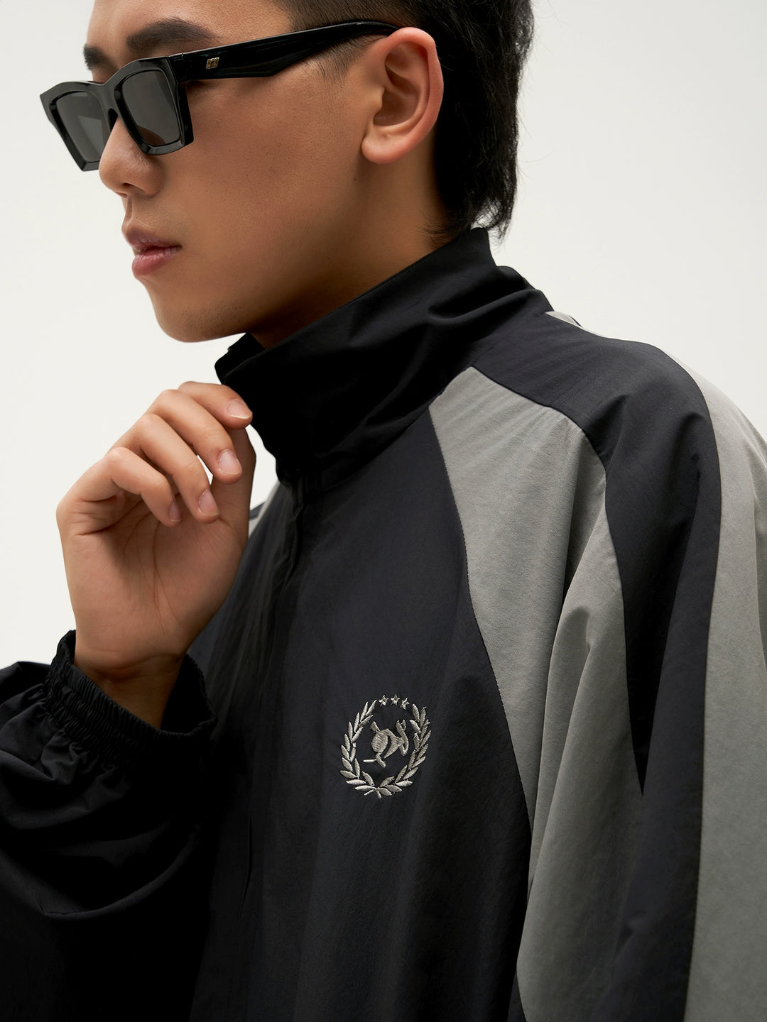 VOTE Black & Gray Patchwork Sport Track Jacket