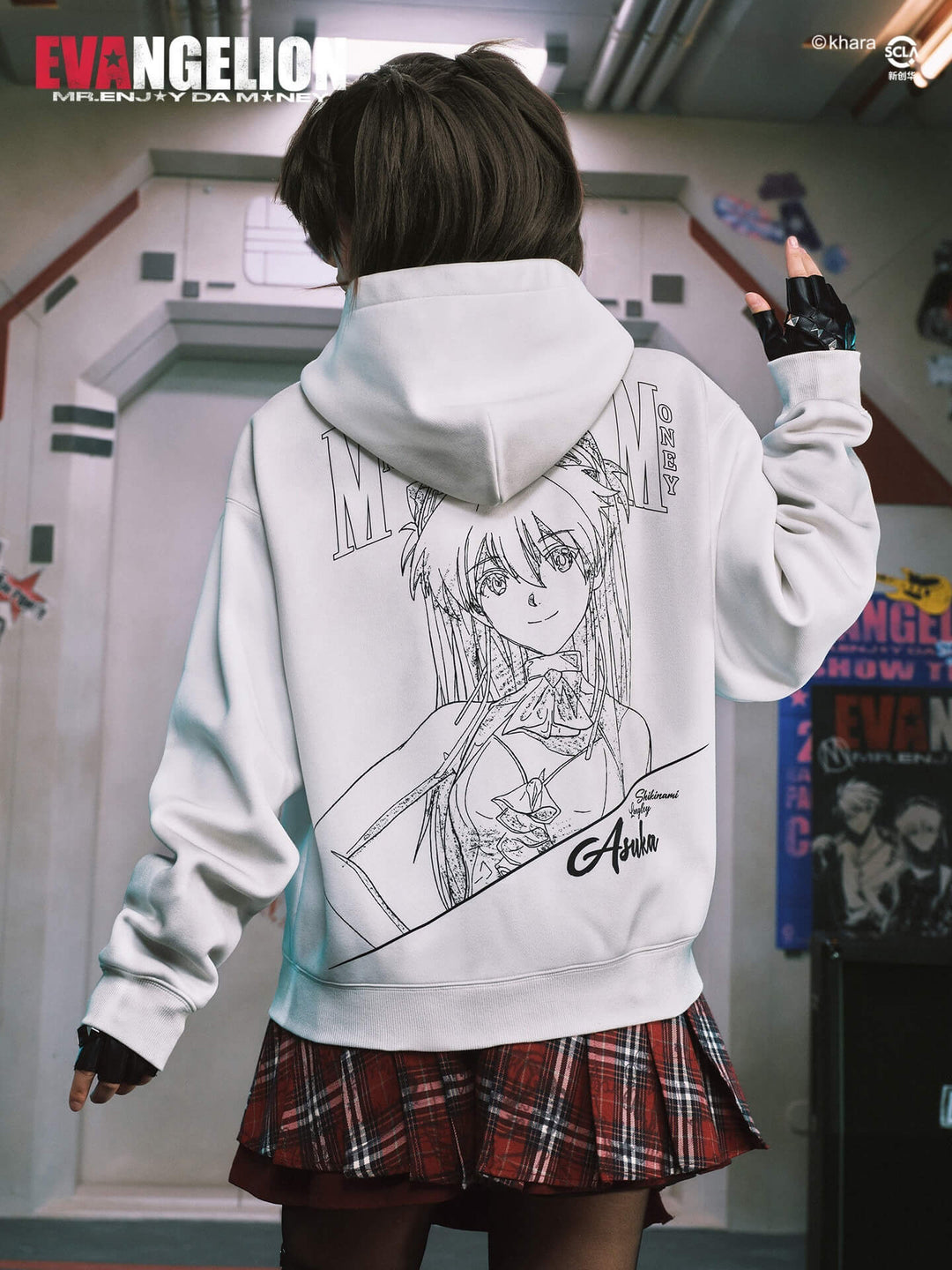 MEDM x EVA NEVER END Character Print Detachable Velcro Patch Zip Up Hoodie | Face 3 Face