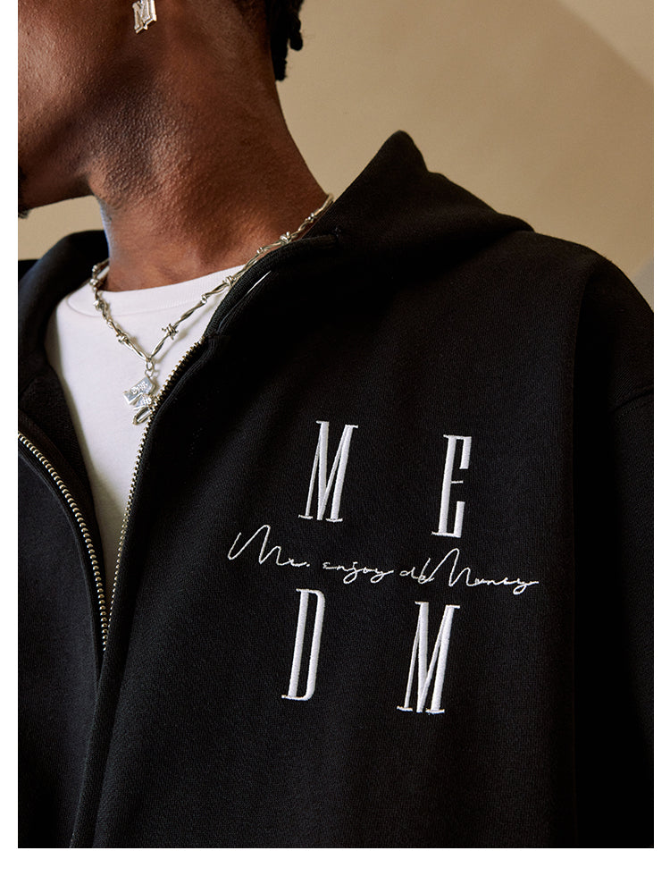 MEDM Basic Logo Embroidery Zip Up Hoodie | Face 3 Face