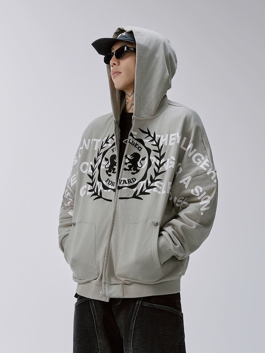F2CE Embroidered Printed Zip Up Hoodie | Face 3 Face