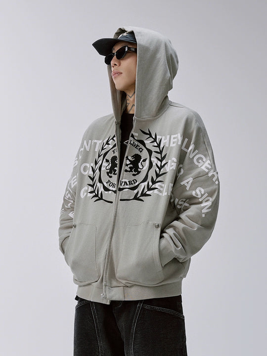 F2CE Embroidered Printed Zip Up Hoodie | Face 3 Face