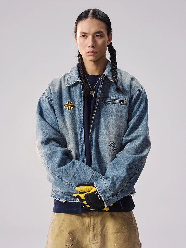 Remedy Washed Denim Zip Up Work Jacket | Face 3 Face