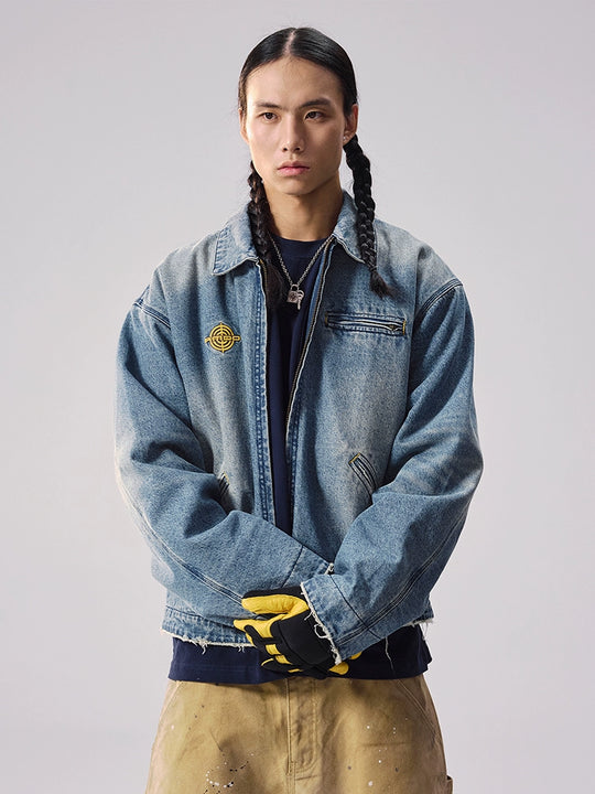 Remedy Washed Denim Zip Up Work Jacket | Face 3 Face