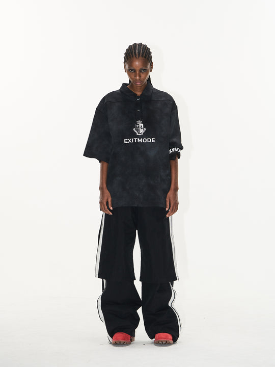 BLIND NO PLAN Cloud Shadow Distressed Dye Printed Polo | Face 3 Face