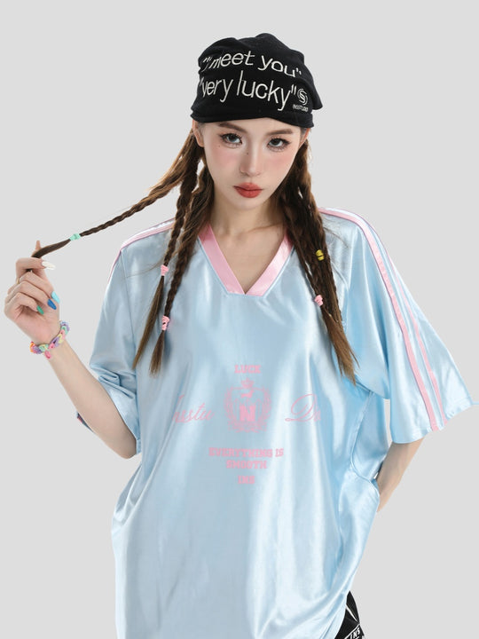 INSstudios Contrast Striped V-neck Soccer Jersey | Face 3 Face