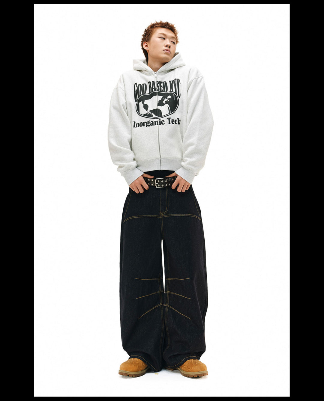 NOVACAM Yellow Stitch Baggy Jeans | Face 3 Face