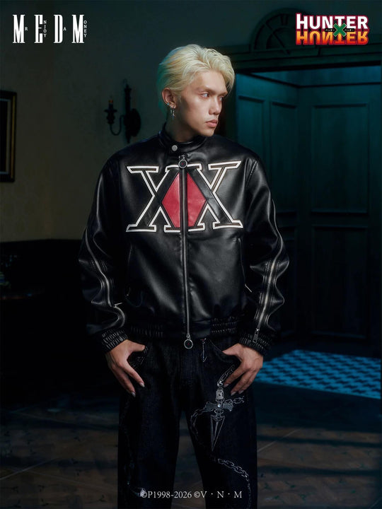 MEDM × HUNTER×HUNTER Hunter Association Logo PU Leather Jacket