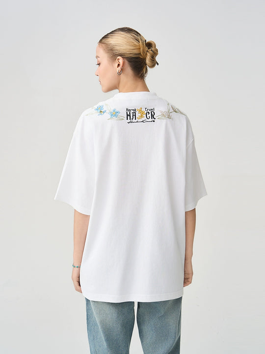 Harsh and Cruel Floral Collar Embroidery Tee