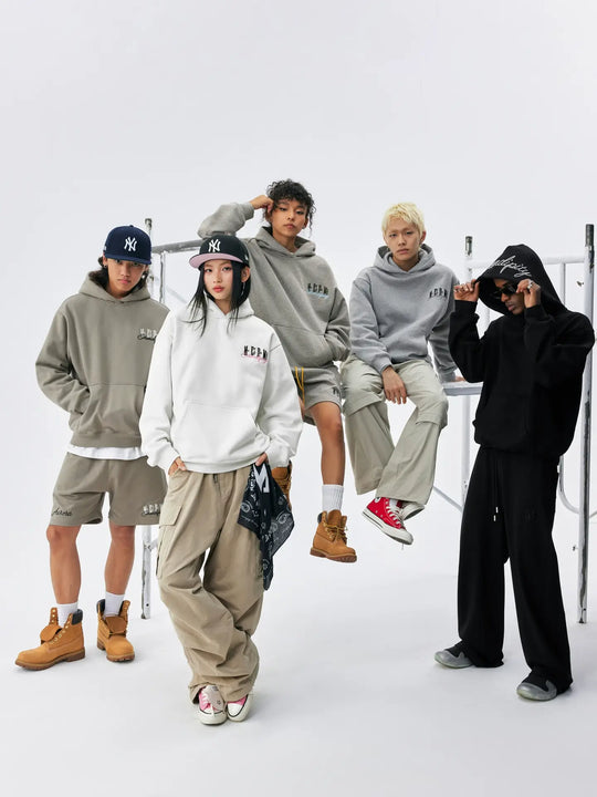 MEDM Basic One Point Embroidered Logo Oversized Hoodie | Face 3 Face