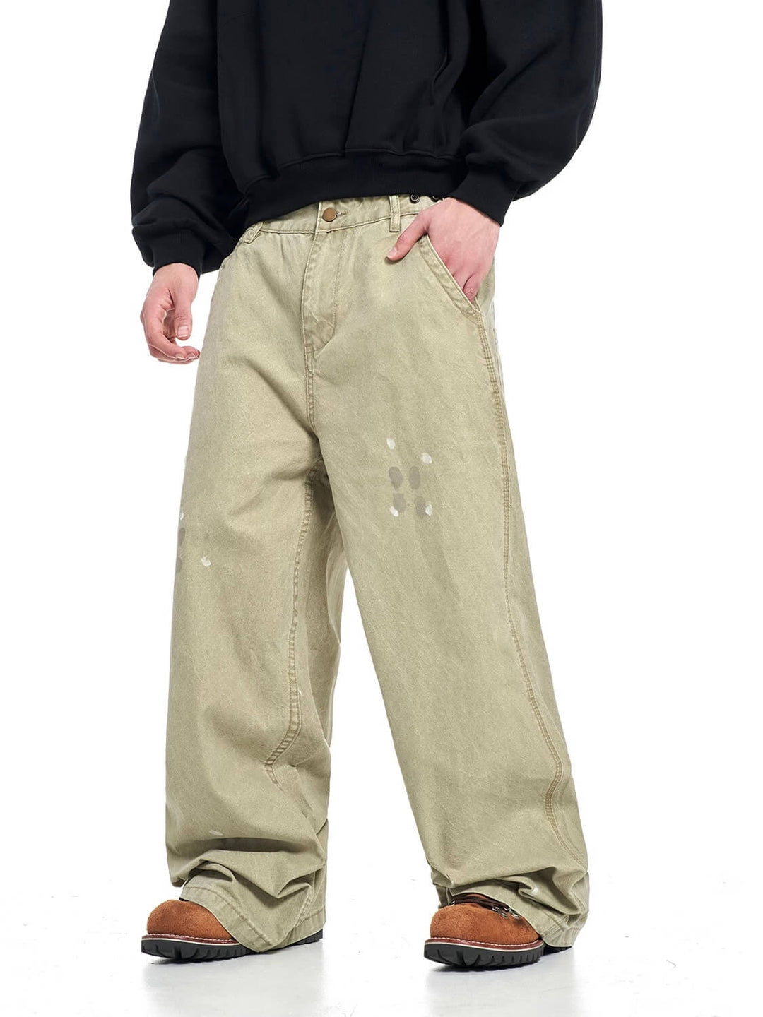 F3F Select Paint Splatter Washed Baggy Work Pants | Face 3 Face