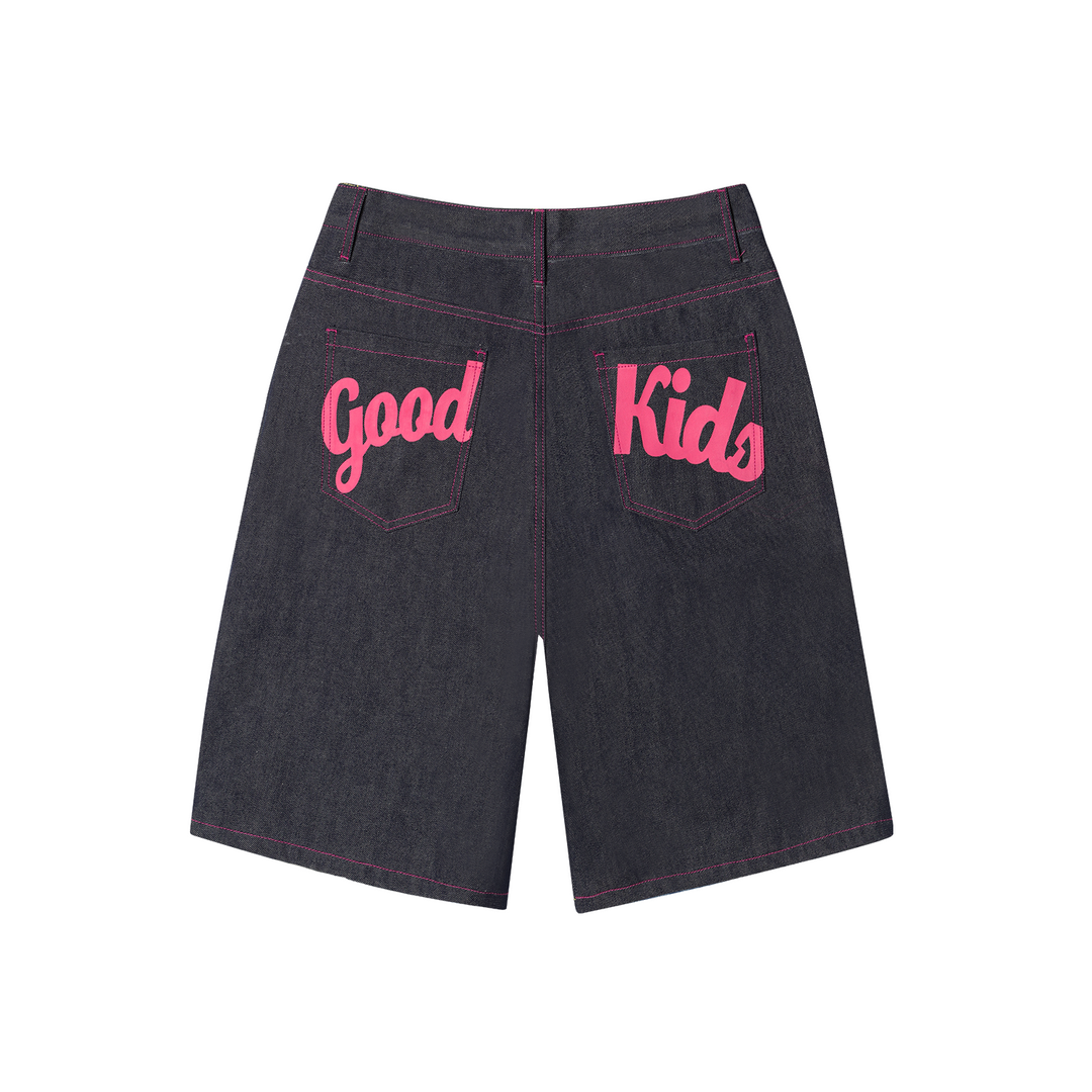 AFGK Color Print & Stitch Denim Shorts / Jorts | Face 3 Face