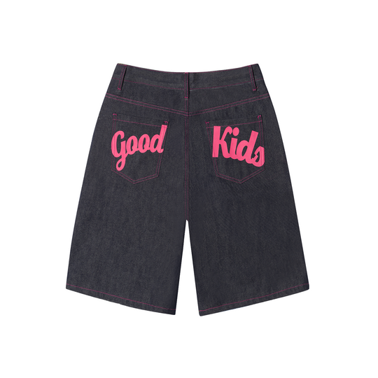 AFGK Color Print & Stitch Denim Shorts / Jorts | Face 3 Face