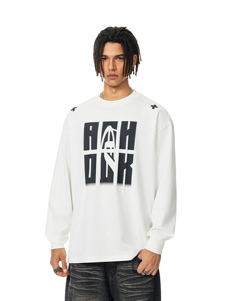 Achock Letter Logo Print Long Sleeve Tee | Face 3 Face