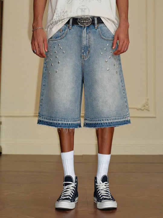 YADcrew Multi Star Studded Cutoff Denim Shorts | Face 3 Face