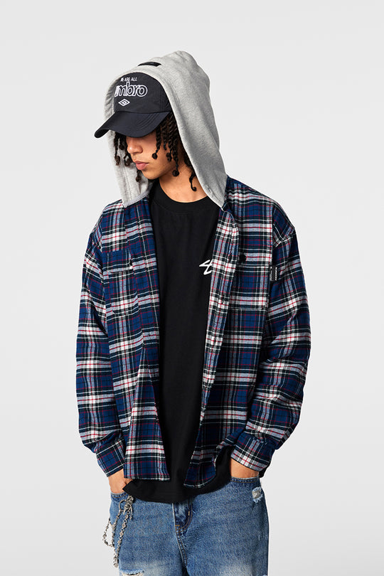 Achock Plaid Hooded Long Sleeved Shirt | Face 3 Face