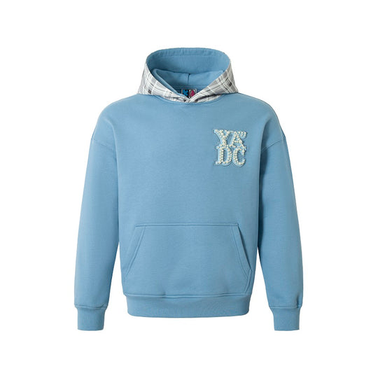 YADcrew Twisted Plaid Hood Pearl Leather Logo Hoodie | Face 3 Face