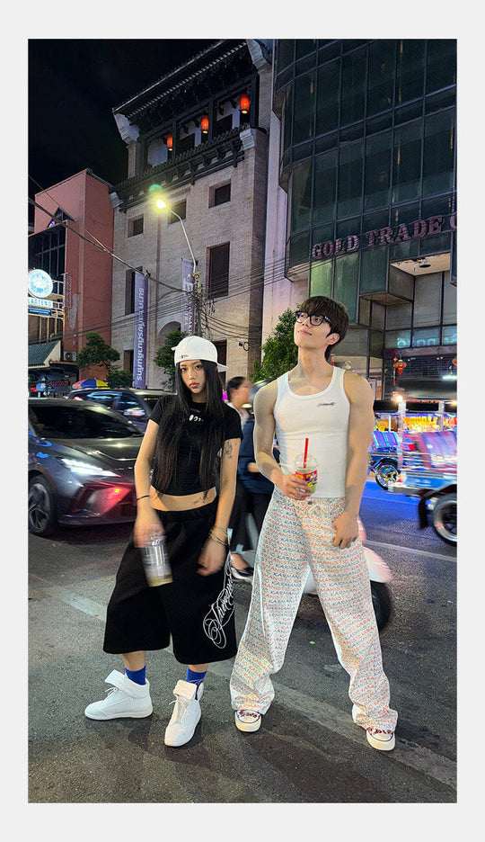 KARMANISTIC All Over Logo Print Baggy Jeans | Face 3 Face