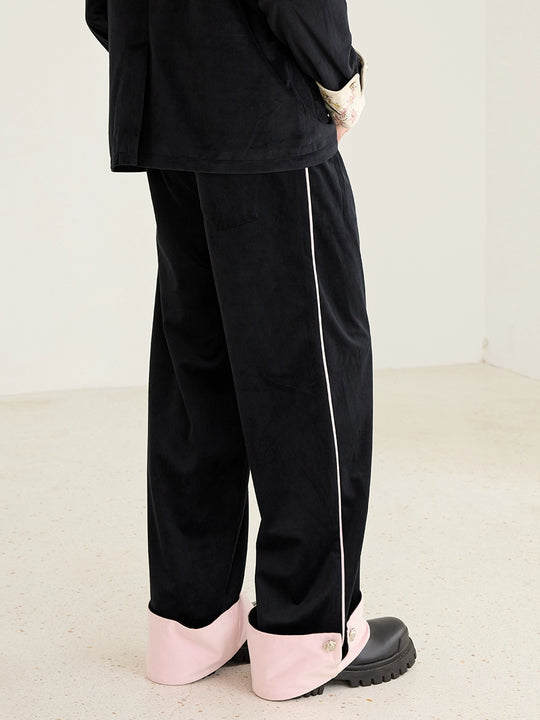 Harsh and Cruel Velvet Colorblock Wide-Leg Trousers | Face 3 Face