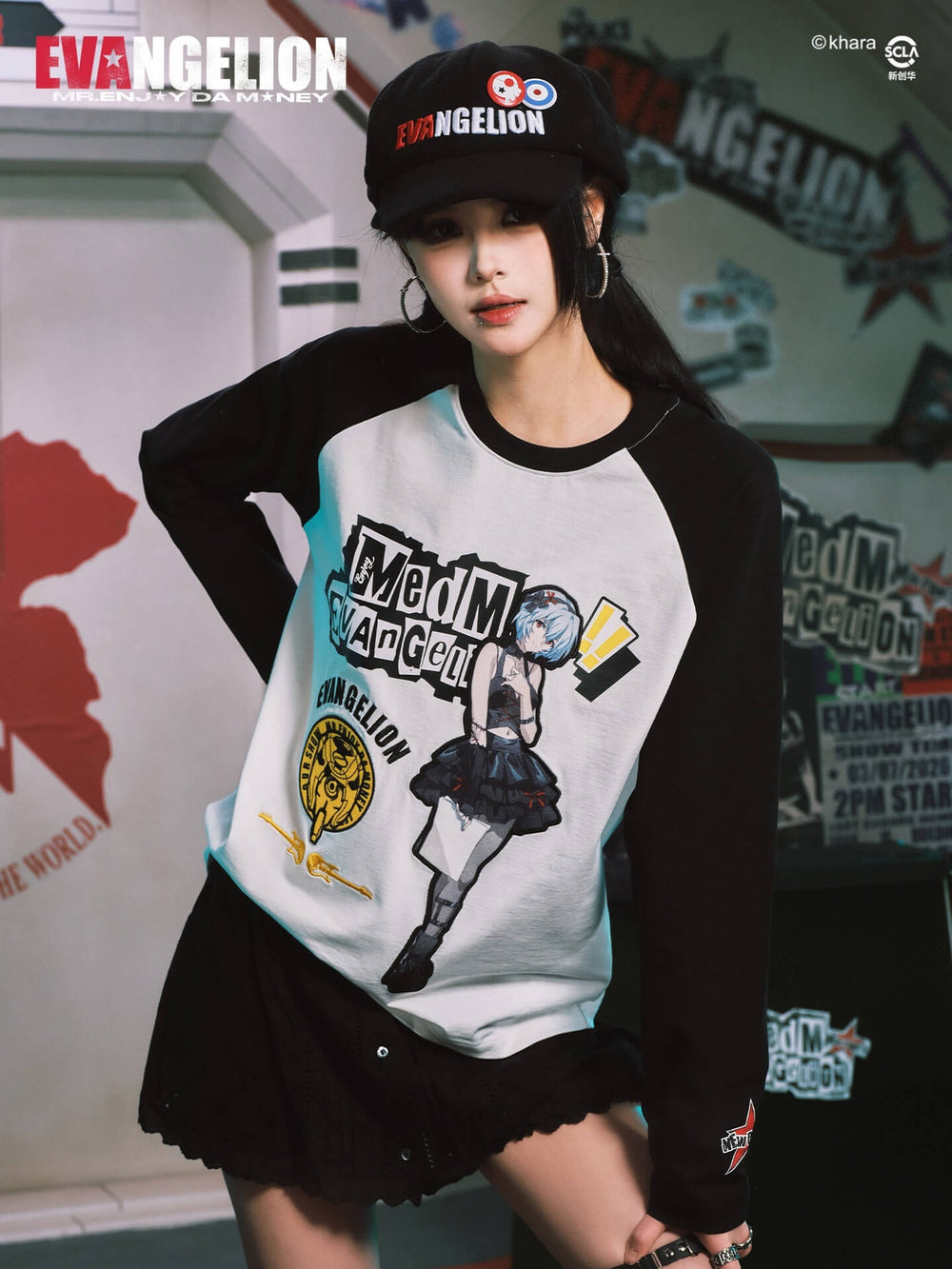 MEDM x EVA NEVER END Character Print Raglan Long Sleeve Tee | Face 3 Face
