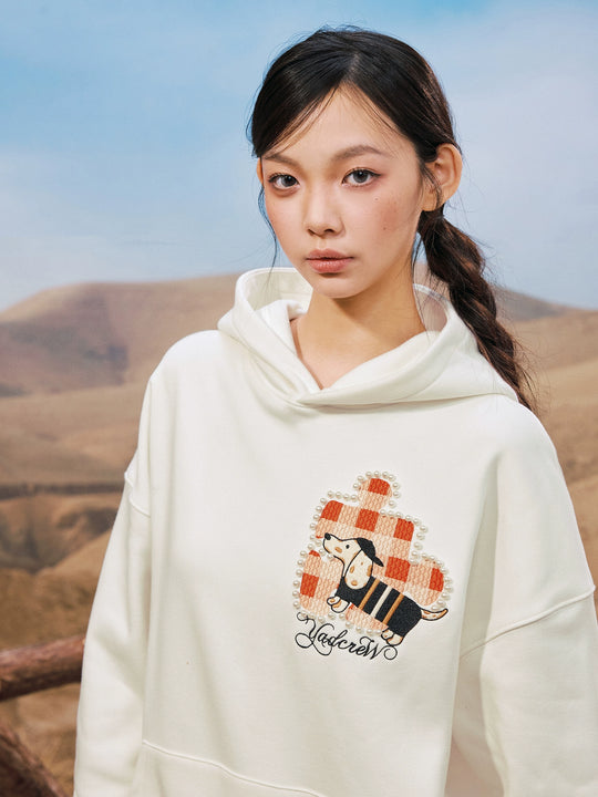 YADcrew Dachshund Puzzle Pearl Embroidery Hoodie | Face 3 Face