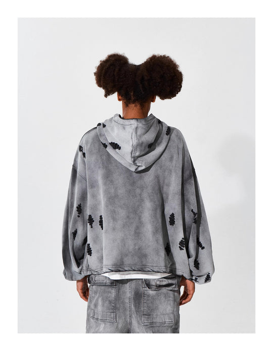 KARMANISTIC Distressed Washed Rivets Hoodie | Face 3 Face