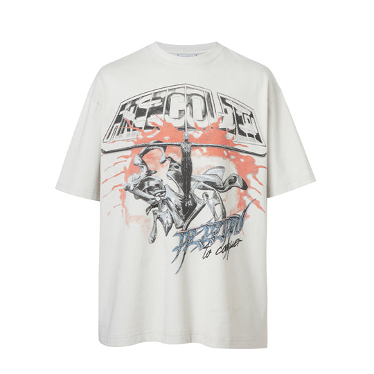 F2CE Washed Old Cross Art Printed Tee