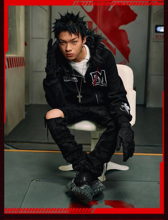 MEDM x EVA Lilith Removable Fur Zip-Up Hoodie | Face 3 Face