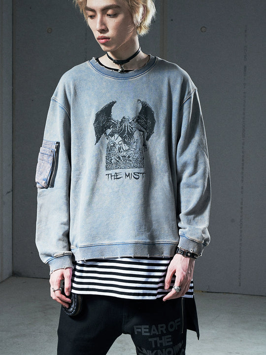 VENTUREK Washed Destruction Printed Sweatshirt | Face 3 Face