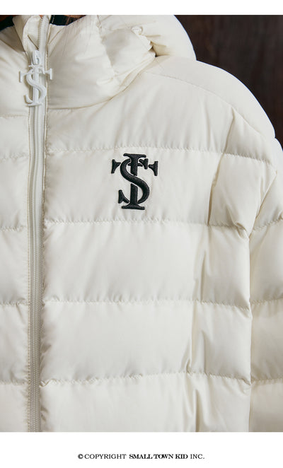 Small Town Kid Basic Logo Embroidery Lightweight Down Jacket | Face 3 Face