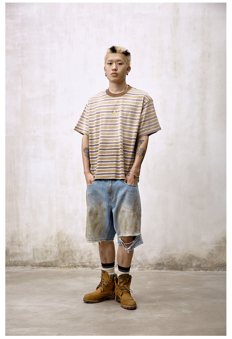 Remedy Washed Striped Star Print Tee | Face 3 Face