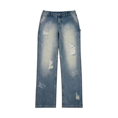 1807 Full Logo Rhinestone Washed Jeans | Face 3 Face