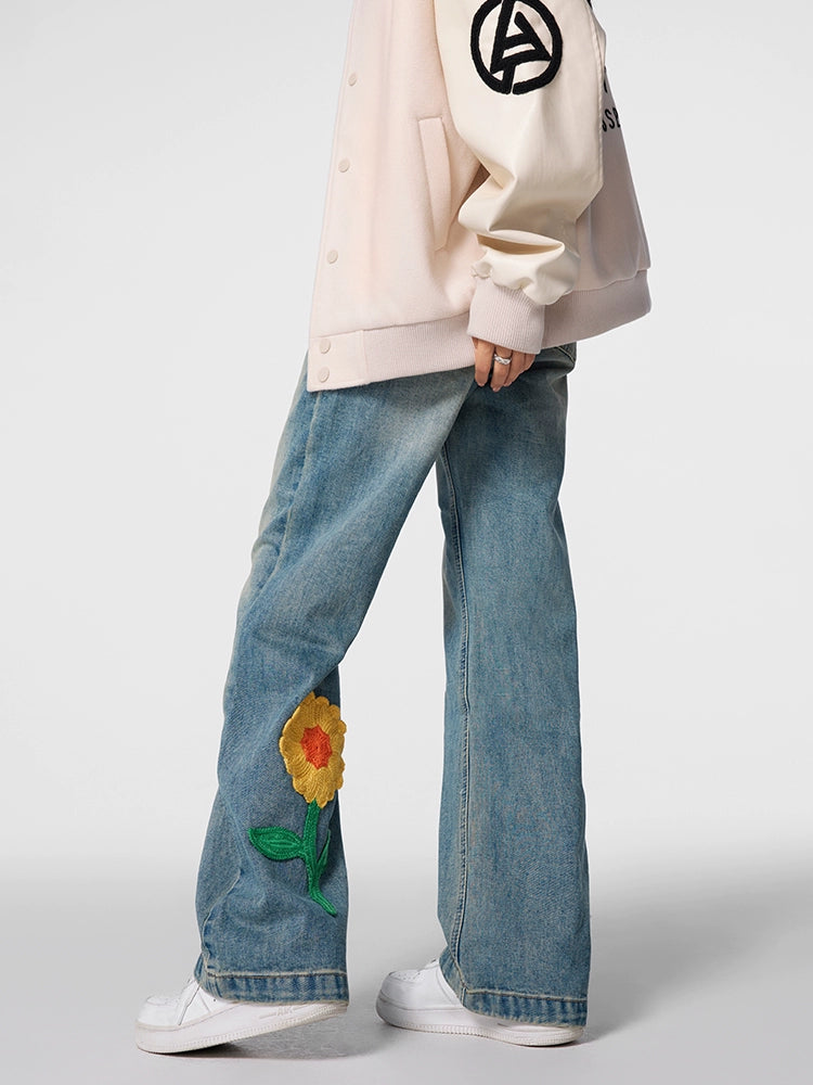 Achock Petal Embroidery Washed Jeans | Face 3 Face