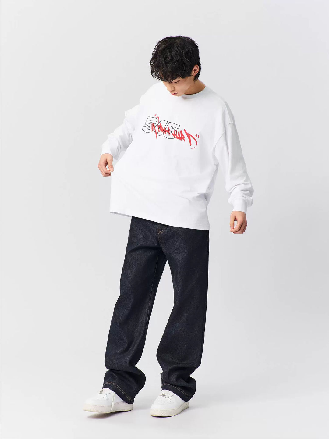 S45 Graffiti Font Typography Long-Sleeve Tee | Face 3 Face