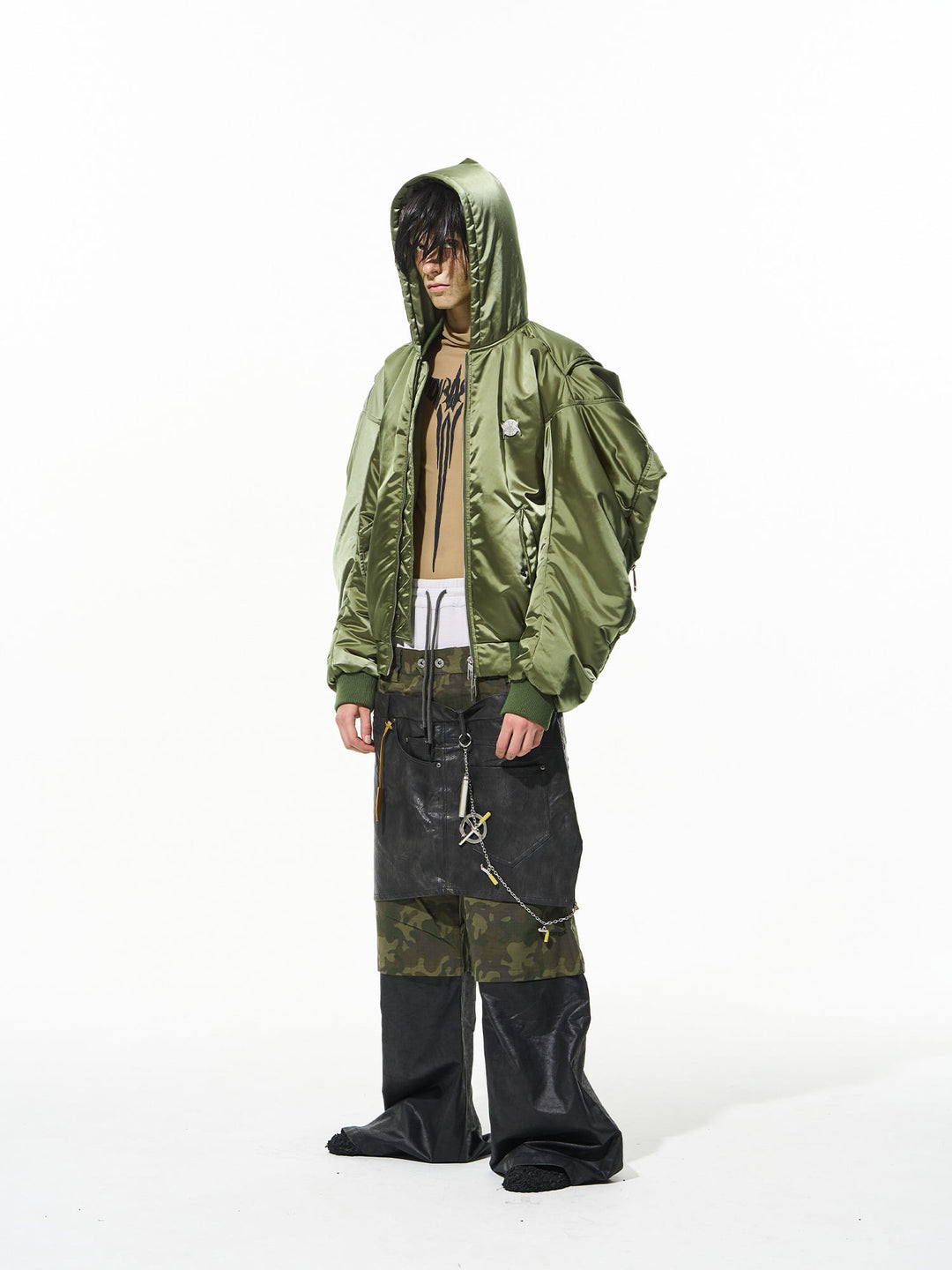 BLIND NO PLAN Military Nylon Hooded Bomber Jacket | Face 3 Face