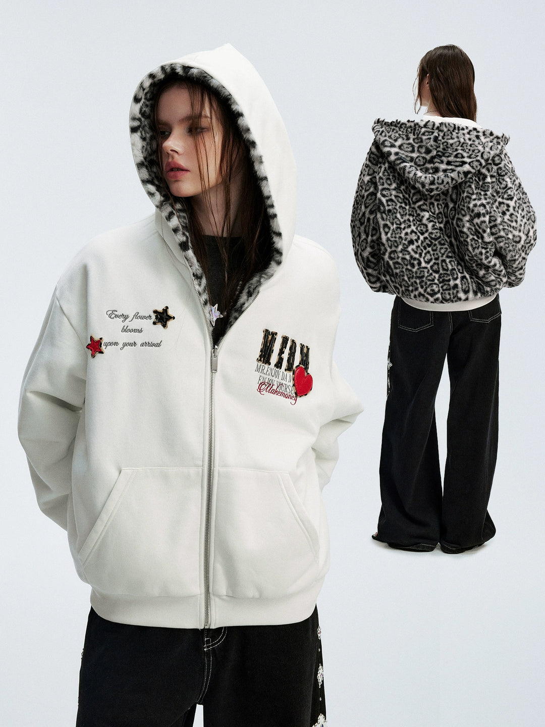 MEDM Reversible Leopard Fur Hooded Jacket | Face 3 Face