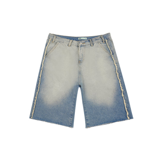 S45 Washed Gradient Double Raw Edge Denim Shorts | Face 3 Face