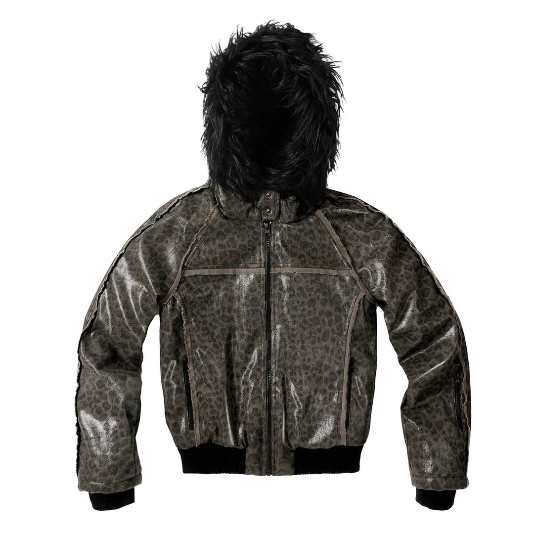 Night Lab Leopard Print Faux Fur Hood Jacket | Face 3 Face