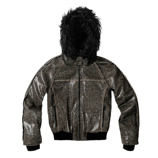 Night Lab Leopard Print Faux Fur Hood Jacket | Face 3 Face