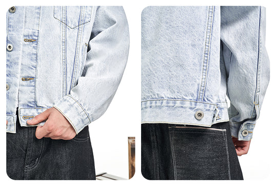 F3F Select Heavily Washed Light Blue Denim Jacket | Face 3 Face
