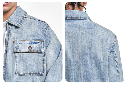 F3F Select Multi Pocket Washed Work Denim Jacket | Face 3 Face