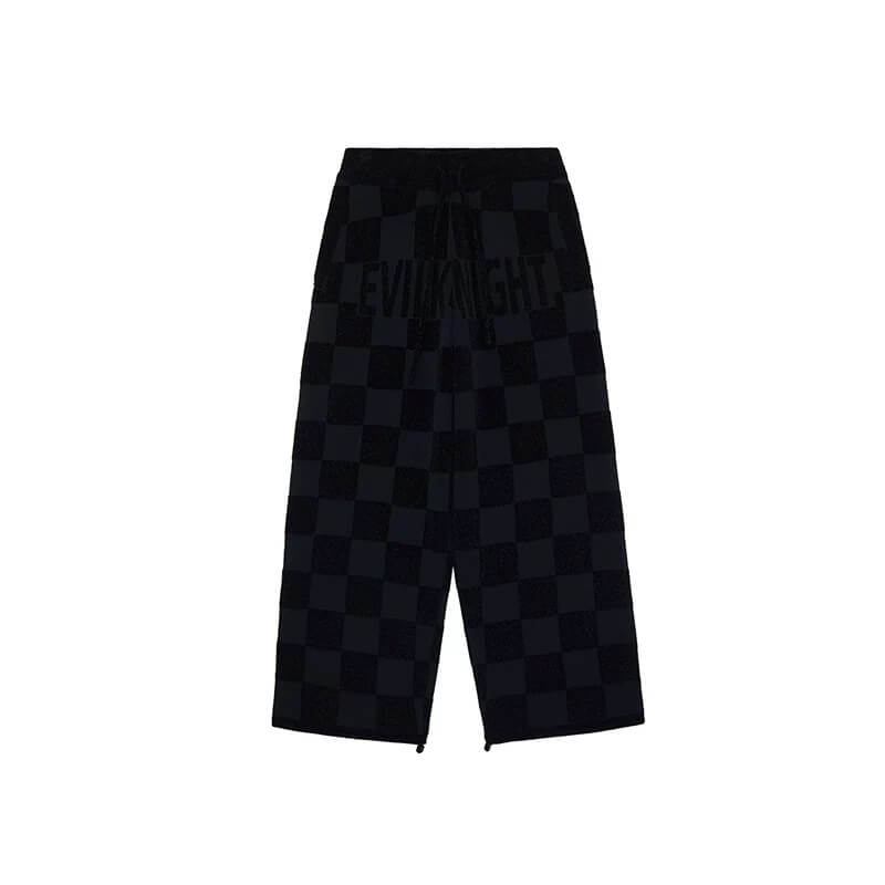EVILKNIGHT(EK) Jacquard Logo Plaid Knit Pants | Face 3 Face