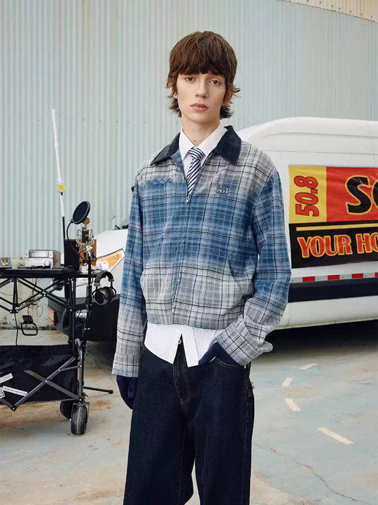 SOD Co. Washed Blue Gradient Plaid Jacket | Face 3 Face