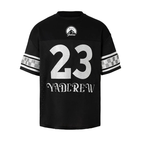 YADcrew Rhinestone Digital Checkered Numbering Mesh Tee | Face 3 Face