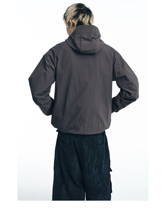 NOVACAM Wrinkled Nylon Mesh-Paneled Hooded Track Jacket | Face 3 Face