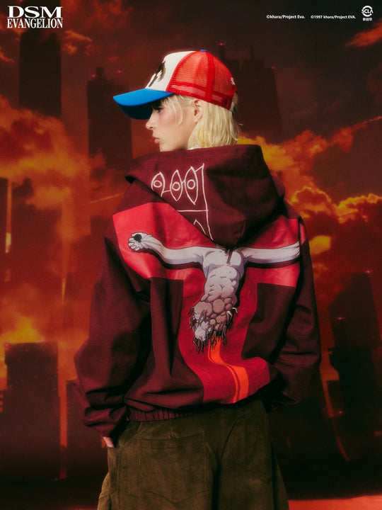 DSM x EVA Second Angel Lilith Washed Zip Up Hooded Jacket | Face 3 Face